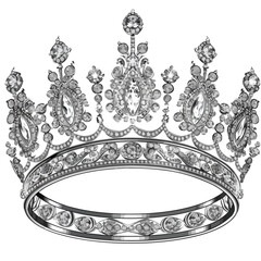 Crown And Tiara Clipart isolated on white background