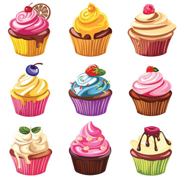 Cupcakes Clipart isolated on white background