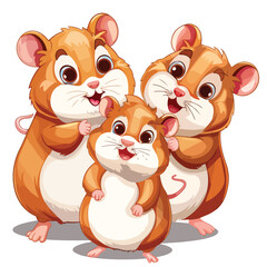 Obraz na płótnie Canvas Cute Hamsters Clipart isolated on white background