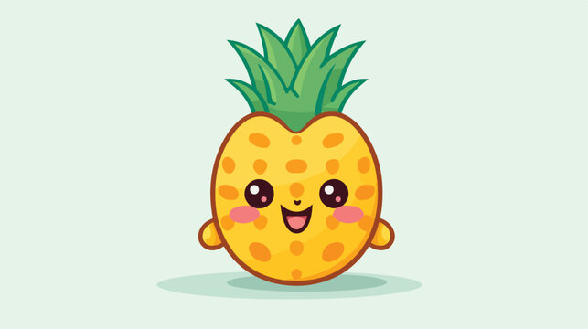 Kawaii pineapple fruit icon flat vector