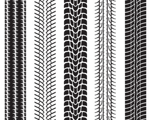 Black prints of tread of cars, seamless pattern - 761236210