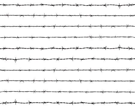 Black silhouette of the barbed wire, seamless pattern