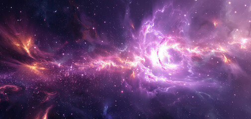 Beautiful purple space background. Sci-fi cosmic wallpaper. - obrazy, fototapety, plakaty