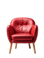 red leather armchair isolated on transparent background