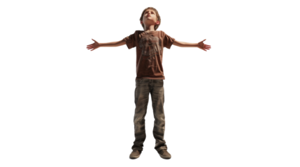 A man stands with arms wide open, embracing the world with a sense of freedom and connection