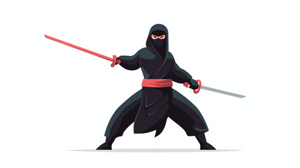 Ninja with katana design character on white background