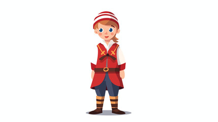 Northern European boy in national clothes kid cartoon