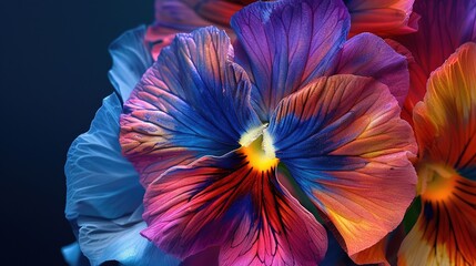 Velvety pansy petals, their rich colors captured in exquisite detail against a clean, solid background, showcasing nature's artistic prowess.