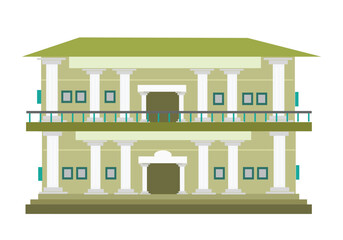 Two storey neoclassical structure or hall concept. Editable Clip art.