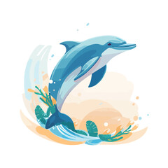 A playful dolphin illustration leaping gracefully 