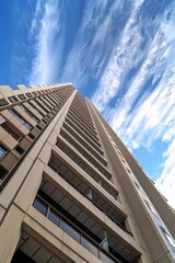 Obraz premium High-rise building top angle photography with a view towards the sky