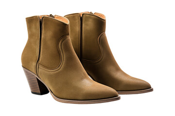 Pair of Brown Boots on White Background. On a White or Clear Surface PNG Transparent Background.