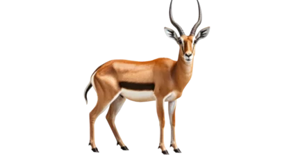 Foto op Plexiglas A graceful antelope stands proudly on a white background © FMSTUDIO