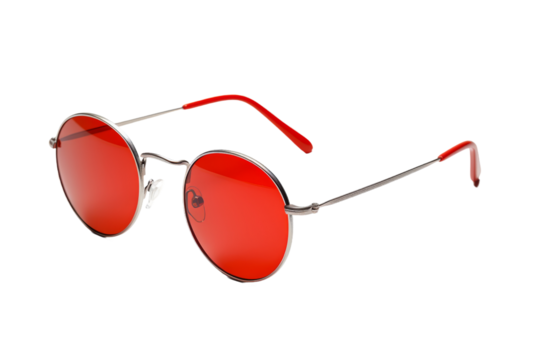 Red Sunglasses on White Background. On a Transparent Background.