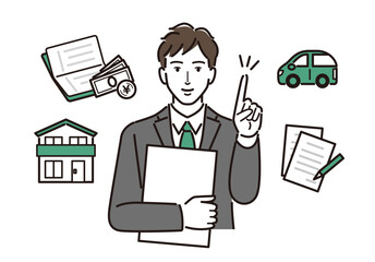 遺言信託についてアドバイスする男性