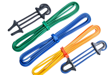 Set of Multicolored Jump Rope With Hooks. On a Transparent Background.