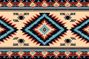 Mexican Navajo tribal seamless pattern. Native American ornament. Boho geometric ornament seamless flat style pattern. 