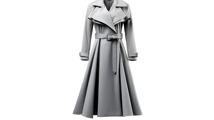 A stylish trench coat designed for women, featuring a chic belt cinched at the waist for a flattering look