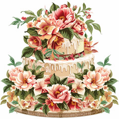 Floral cake Clipart Clipart isolated on white background