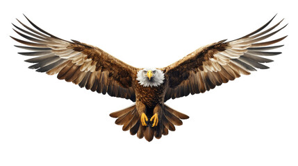 A large bird of prey gracefully glides through the air with wings spread wide
