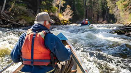 cozy ambiance of two seniors leisurely boating in autumn, casting lines to catch fish up close amidst the tranquil beauty of fall foliage reflected in the calm waters, experiencing the serenity and ca