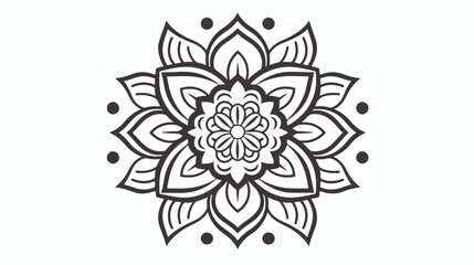 Outline Mandala. Ornamental round doodle flower