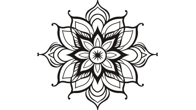 Outline Mandala. Ornamental round doodle flower