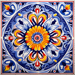 Fototapeta na wymiar Mexican Traditional Talavera Style Tiles from Puebla