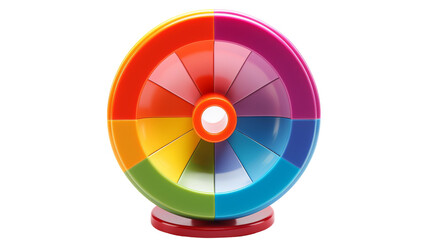 A colorful spinning toy dances on a white background