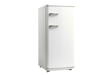 White Refrigerator Freezer on White Wall. On a White or Clear Surface PNG Transparent Background.