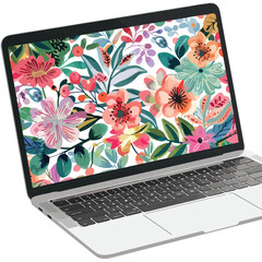 Floral Laptop Clipart isolated on white background