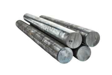 Pile of Metal Rods on White Background. On a Transparent Background.