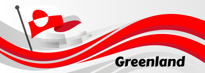 Greenland national day banner design. Greenlandic flag theme graphic triangle art web background
