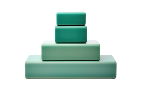 Green Blocks Stack. On a White or Clear Surface PNG Transparent Background.