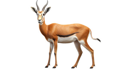 A graceful antelope standing proudly in front of a clean white backdrop