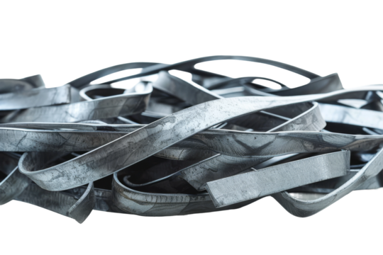 Close Up of Metal Straps. On a Transparent Background.