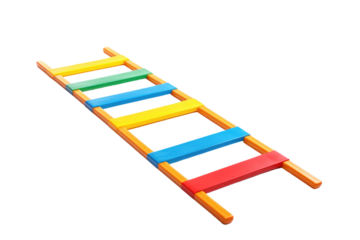 Colorful Wooden Toy Ladder. On a White or Clear Surface PNG Transparent Background.