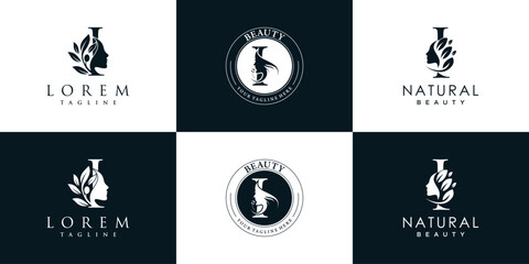 letter logo I design collection with nature beauty concept premium vector