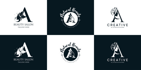 letter logo A design collection with nature beauty concept premium vector