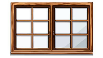 Render of old window flat vector isolated on white background