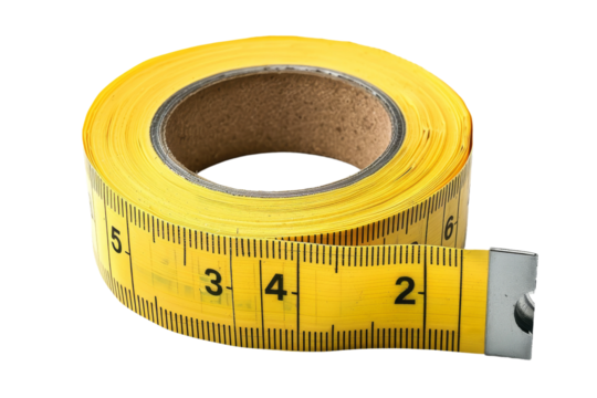 Yellow Tape With Measuring Tape. On a Transparent Background.
