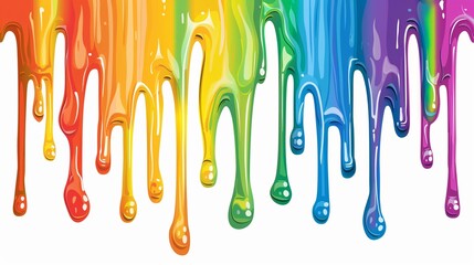 Naklejka premium Rainbow watercolor dripping paint isolated on a white background