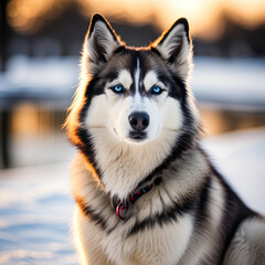 Huskies on the Snowfield
설원 위의 허스키 - obrazy, fototapety, plakaty
