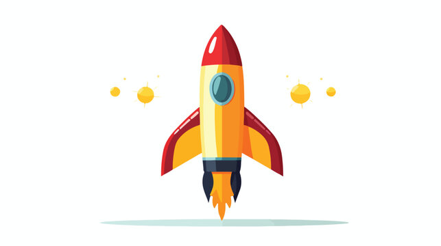 Rocket icon in a flat style. Space rocket launch. Sp