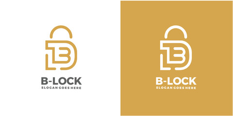 Letter B lock and Security Logo design concept. - obrazy, fototapety, plakaty