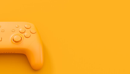 Video game joystick or gamepad in plain monochrome yellow color background © Vasyl Onyskiv