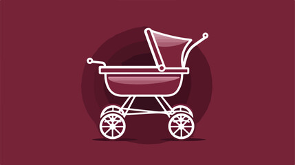 Fototapeta na wymiar Silver line Baby stroller icon isolated on dark red