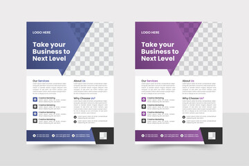 Obraz premium Flyer design editable template, a bundle of 2 templates of different colors a4 flyer template, abstract business flyer and creative design, vector template design or business poster template design.