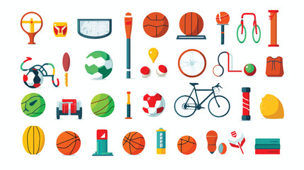 Sports equipment and items for sport flat icon vector