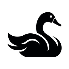 black vector swan icon on white background